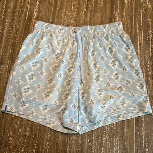Blackbough Swim Lined Bathing Suit Trunks AOP Geometric Floral Blue Men’s Size L